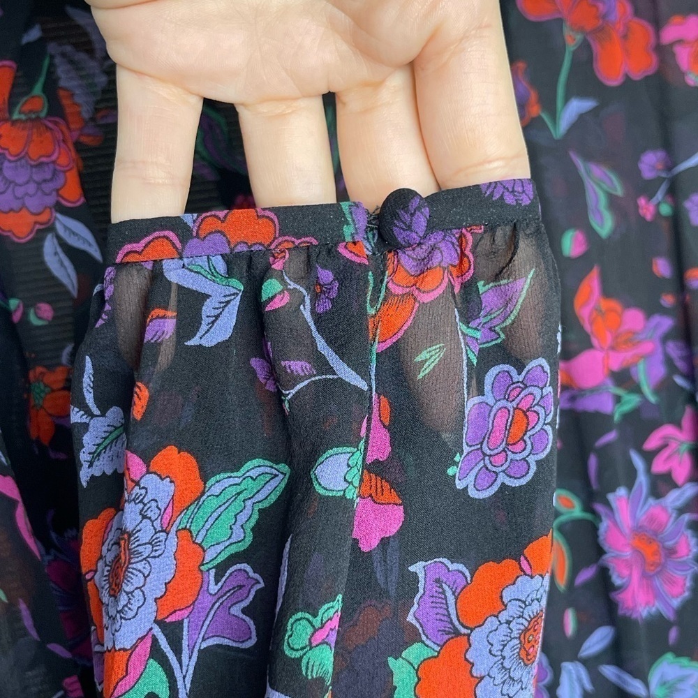 Veronica Beard Robin Silk Floral Mini Dress Purple Black Size 2 - Picture 4 of 10